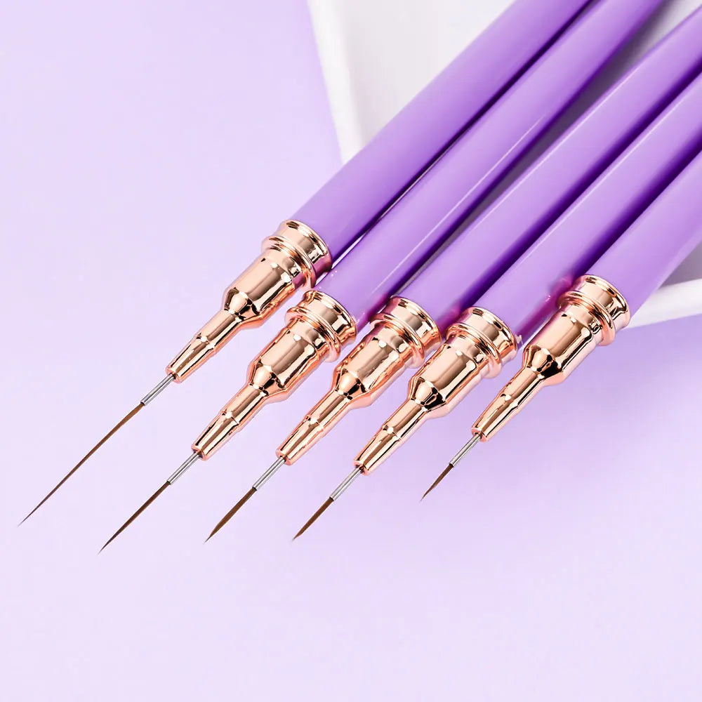 Nail Art Liner Brushes - Ultra-Thin Painting Tool Set 510pcs PinkBlack - ZOOMNSTORE