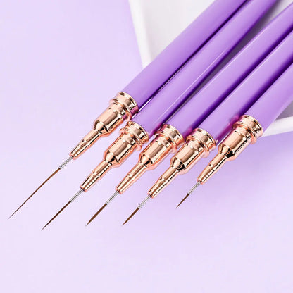 Nail Art Liner Brushes - Ultra-Thin Painting Tool Set 510pcs PinkBlack - ZOOMNSTORE