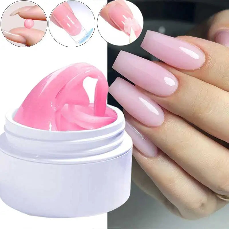 Clear Non-Stick Nail Extension Gel - 3D Sculpting Milky Jelly UVLED Hard Gel - ZOOMNSTORE
