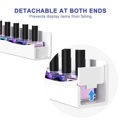 Nail Polish Organizer - Acrylic Wall Nail Shelf 4-Tier White 48 Bottle Rack - ZOOMNSTORE