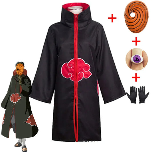 Naruto Tobi Obito Cosplay Costume Akatsuki Long Sleeve Cloak Halloween Carnival Funny Adult Cosplay Costume - ZOOMNSTORE