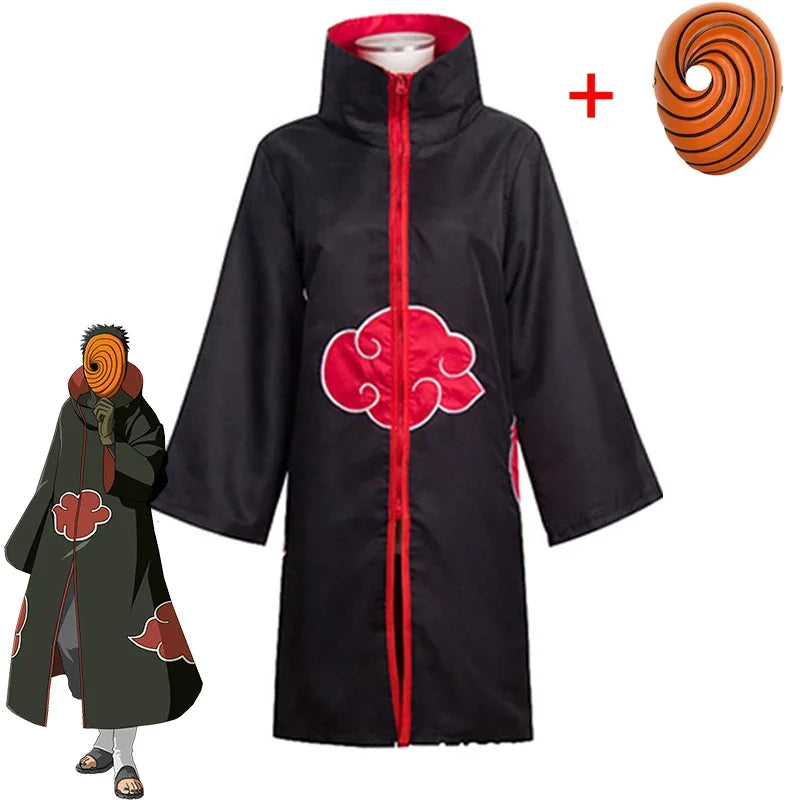 Naruto Tobi Obito Cosplay Costume Akatsuki Long Sleeve Cloak Halloween Carnival Funny Adult Cosplay Costume - ZOOMNSTORE