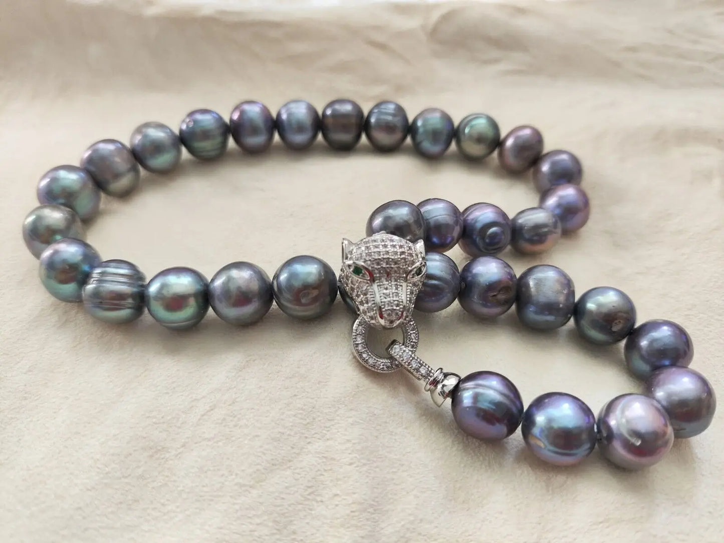 Baroque AAAA+12-11mm Natural Haiti Black Blue Pearl Necklace 925s 16in 18in 20in 22in 24in 35in - ZOOMNSTORE