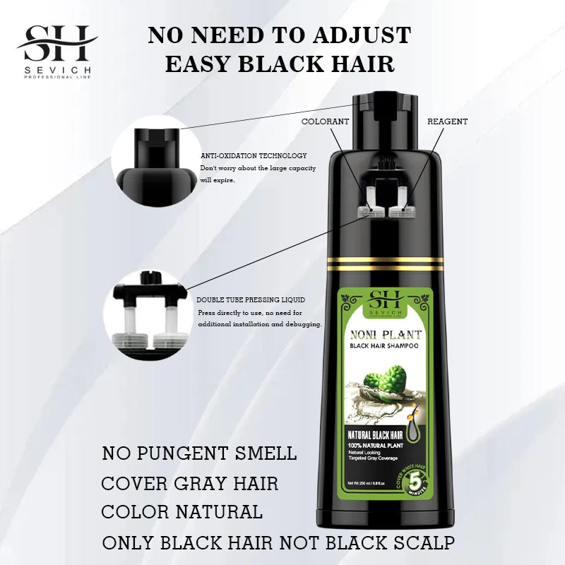 Natural Herbal Hair Dye Shampoo - 500ml Moisturizing Hair Loss Treatment - ZOOMNSTORE