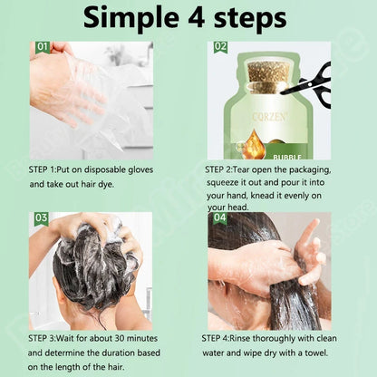 Natural Herbal Hair Dye Shampoo - Gray Coverage  Hair Care Treatment - ZOOMNSTORE
