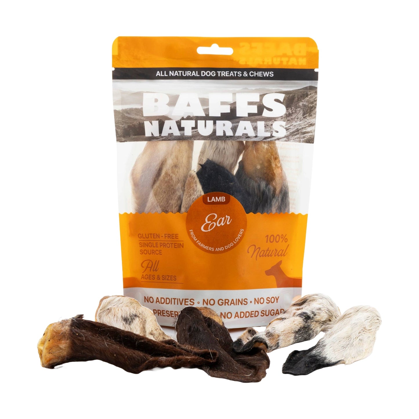 BAFFS NATURALS All-Natural Premium Lamb Ear Dog Chews – (3.5oz Bag) - ZOOMNSTORE