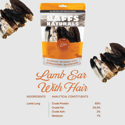 BAFFS NATURALS All-Natural Premium Lamb Ear Dog Chews – (3.5oz Bag) - ZOOMNSTORE