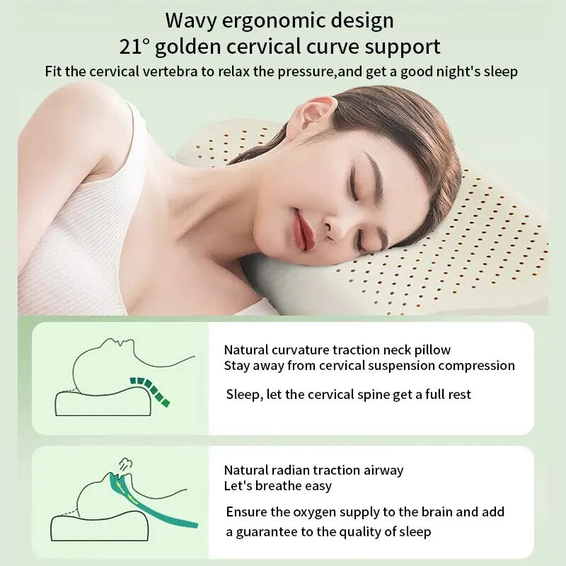 Natural Latex Pillow - Thai Latex Foam Memory Foam Pillow for Cervical Support - ZOOMNSTORE