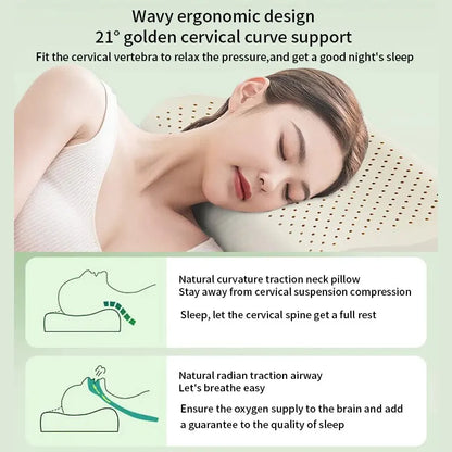 Natural Latex Pillow - Thai Latex Foam Memory Foam Pillow for Cervical Support - ZOOMNSTORE