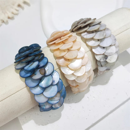 Handmade Seashell Fish Scale Bracelet - Braided Shell Beaded Jewelry for Women - ZOOMNSTORE