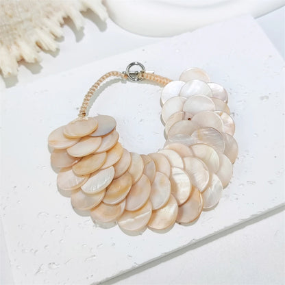 Handmade Seashell Fish Scale Bracelet - Braided Shell Beaded Jewelry for Women - ZOOMNSTORE
