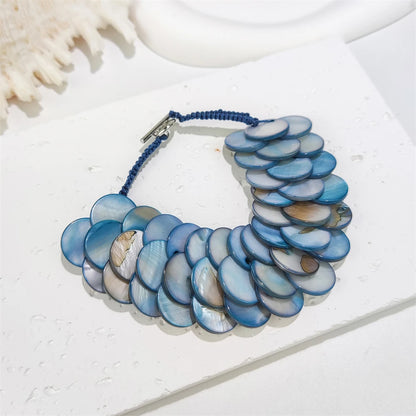 Handmade Seashell Fish Scale Bracelet - Braided Shell Beaded Jewelry for Women - ZOOMNSTORE