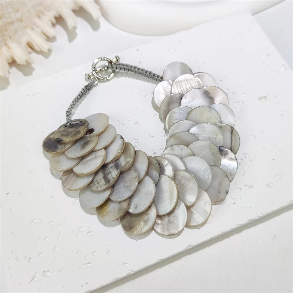 Handmade Seashell Fish Scale Bracelet - Braided Shell Beaded Jewelry for Women - ZOOMNSTORE