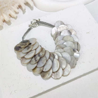 Handmade Seashell Fish Scale Bracelet - Braided Shell Beaded Jewelry for Women - ZOOMNSTORE