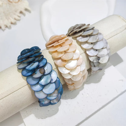 Handmade Seashell Fish Scale Bracelet - Braided Shell Beaded Jewelry for Women - ZOOMNSTORE