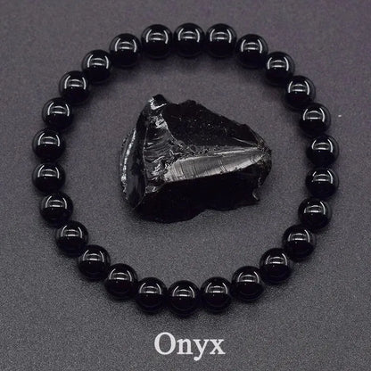 Natural Stone Bead Bracelet - 8MM Epidote Zoisite Quartz Lava Tiger Eye for Men and Women - ZOOMNSTORE