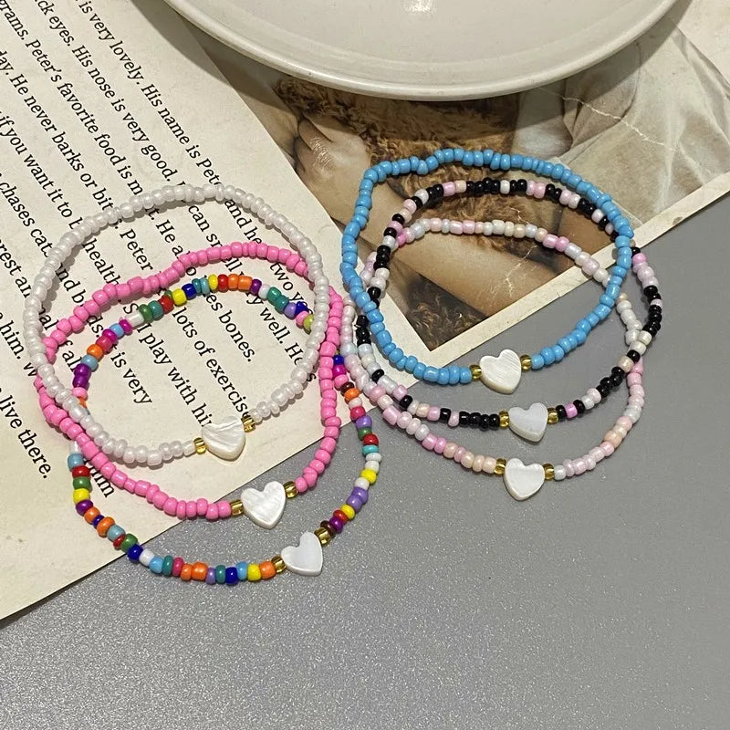 Nature Shell Love Heart Bracelet - Handmade Jewelry for Girls and Women Cute Romantic Gift - ZOOMNSTORE