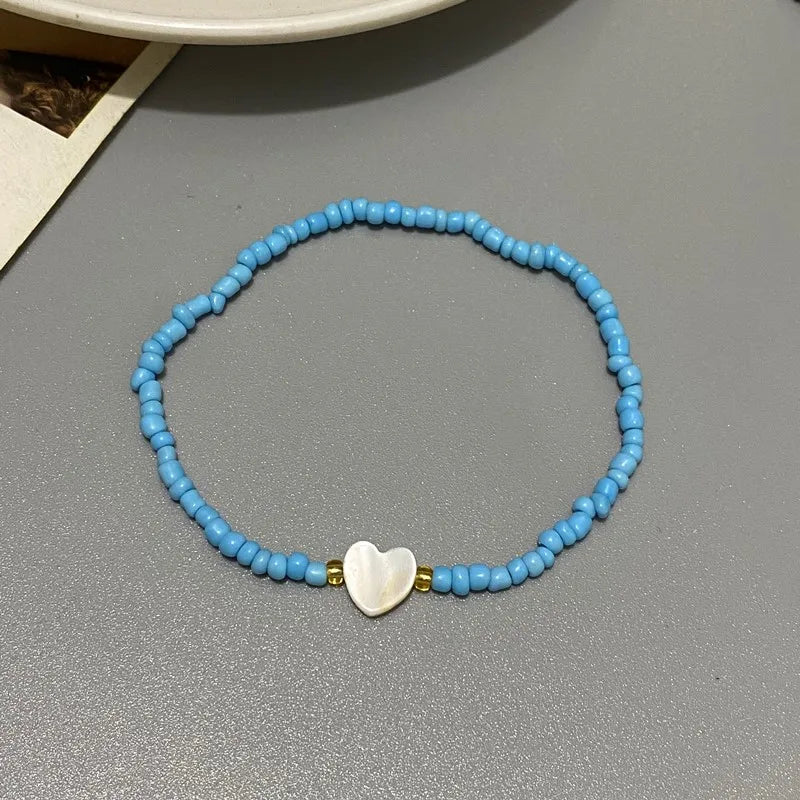 Nature Shell Love Heart Bracelet - Handmade Jewelry for Girls and Women Cute Romantic Gift - ZOOMNSTORE
