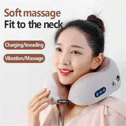 Neck Massage Pillow – Electric Heated U-Shaped Memory Foam Cushion for Pain Relief - ZOOMNSTORE