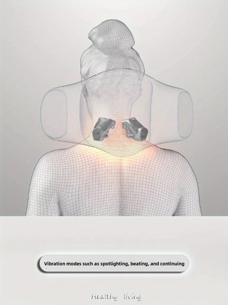 Neck Massage Pillow with Vibration Heating - Portable Lithium Battery Relaxer - ZOOMNSTORE