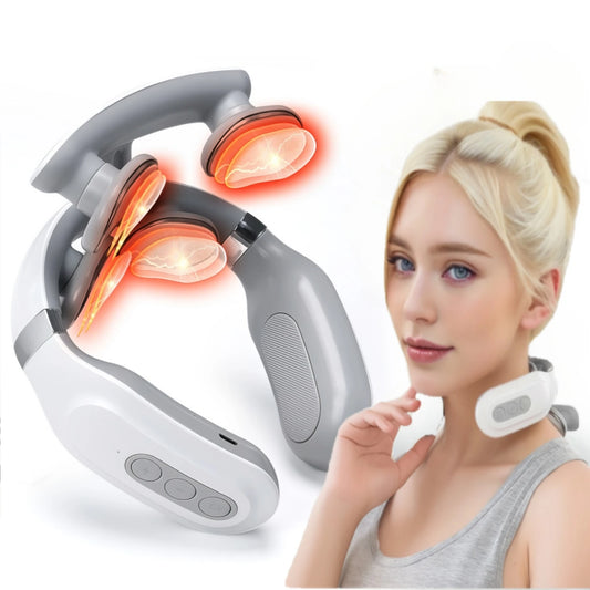 Neck Shoulder Massager – Portable Wireless Heating Device with 4 Massage Pads & 6 Modes - ZOOMNSTORE