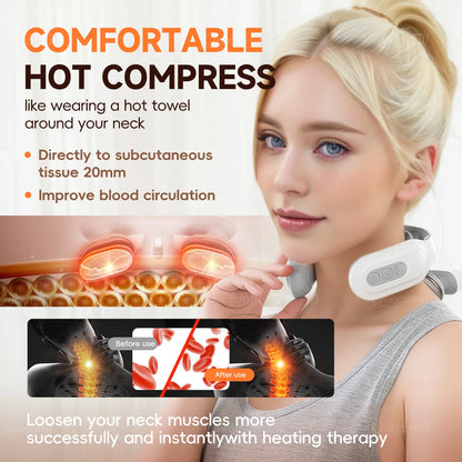 Neck Shoulder Massager – Portable Wireless Heating Device with 4 Massage Pads & 6 Modes - ZOOMNSTORE