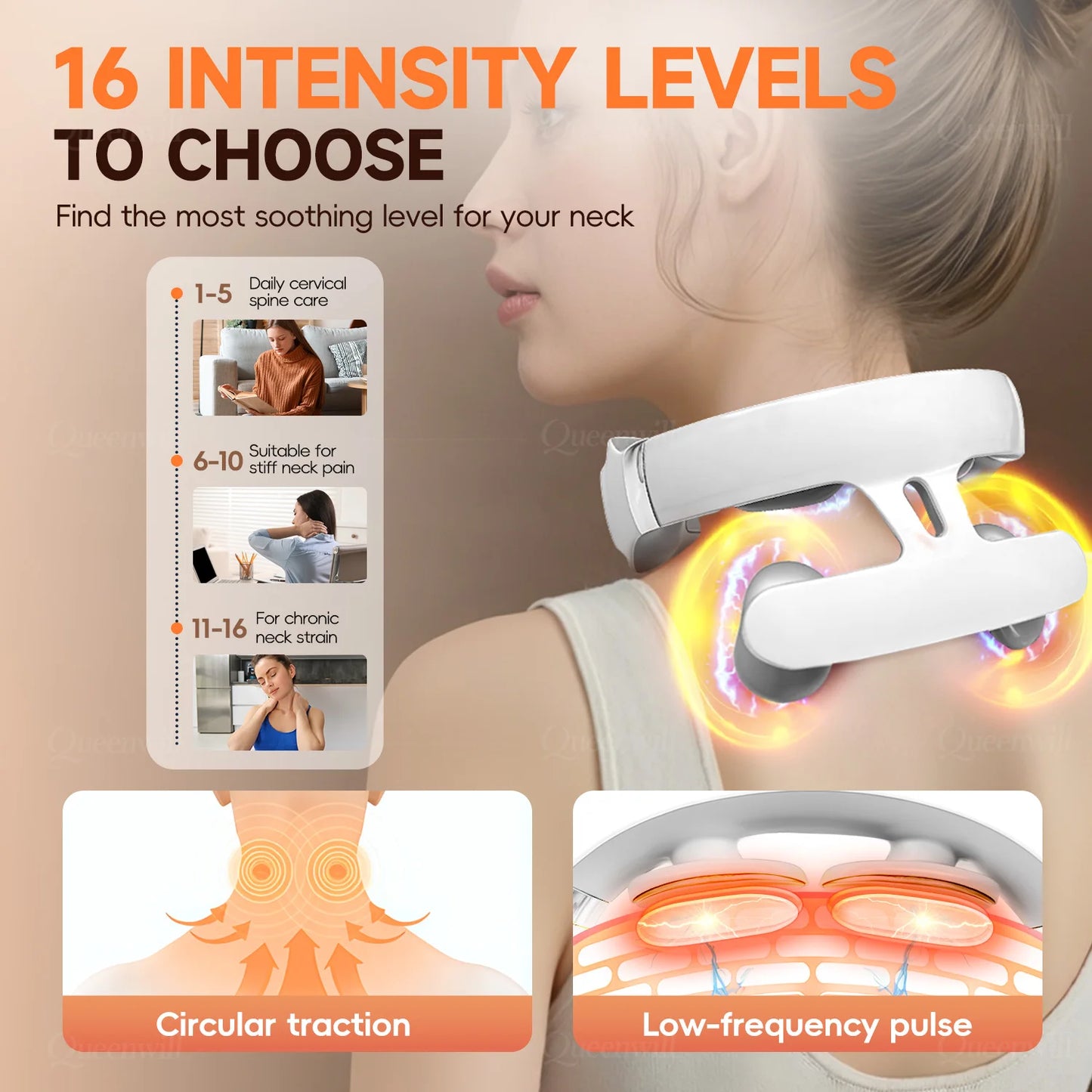 Neck Shoulder Massager – Portable Wireless Heating Device with 4 Massage Pads & 6 Modes - ZOOMNSTORE