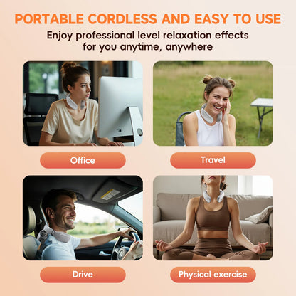 Neck Shoulder Massager – Portable Wireless Heating Device with 4 Massage Pads & 6 Modes - ZOOMNSTORE