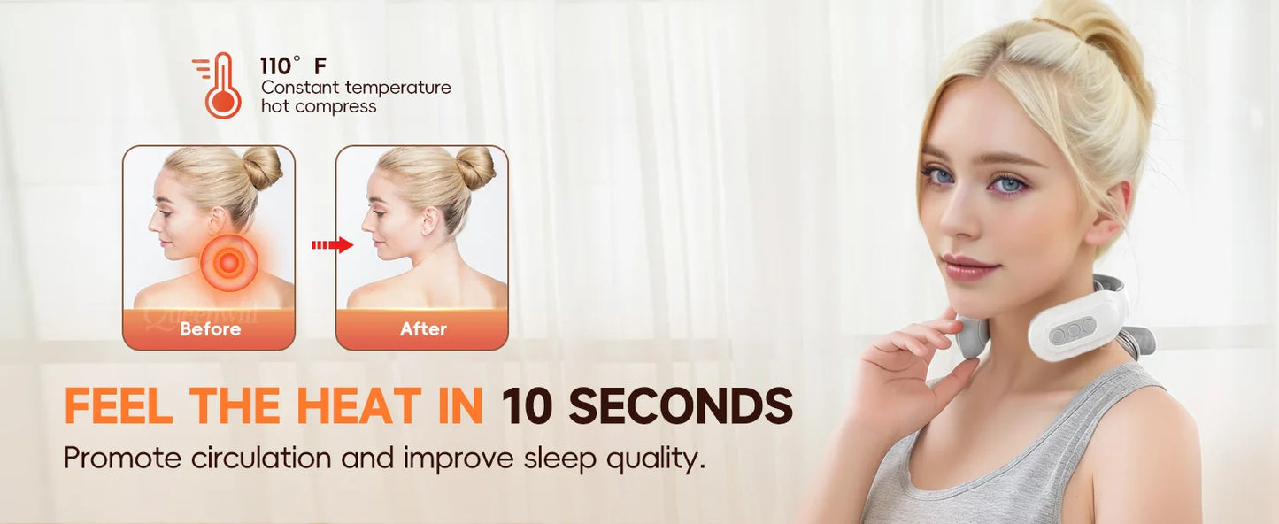 Neck Shoulder Massager – Portable Wireless Heating Device with 4 Massage Pads & 6 Modes - ZOOMNSTORE