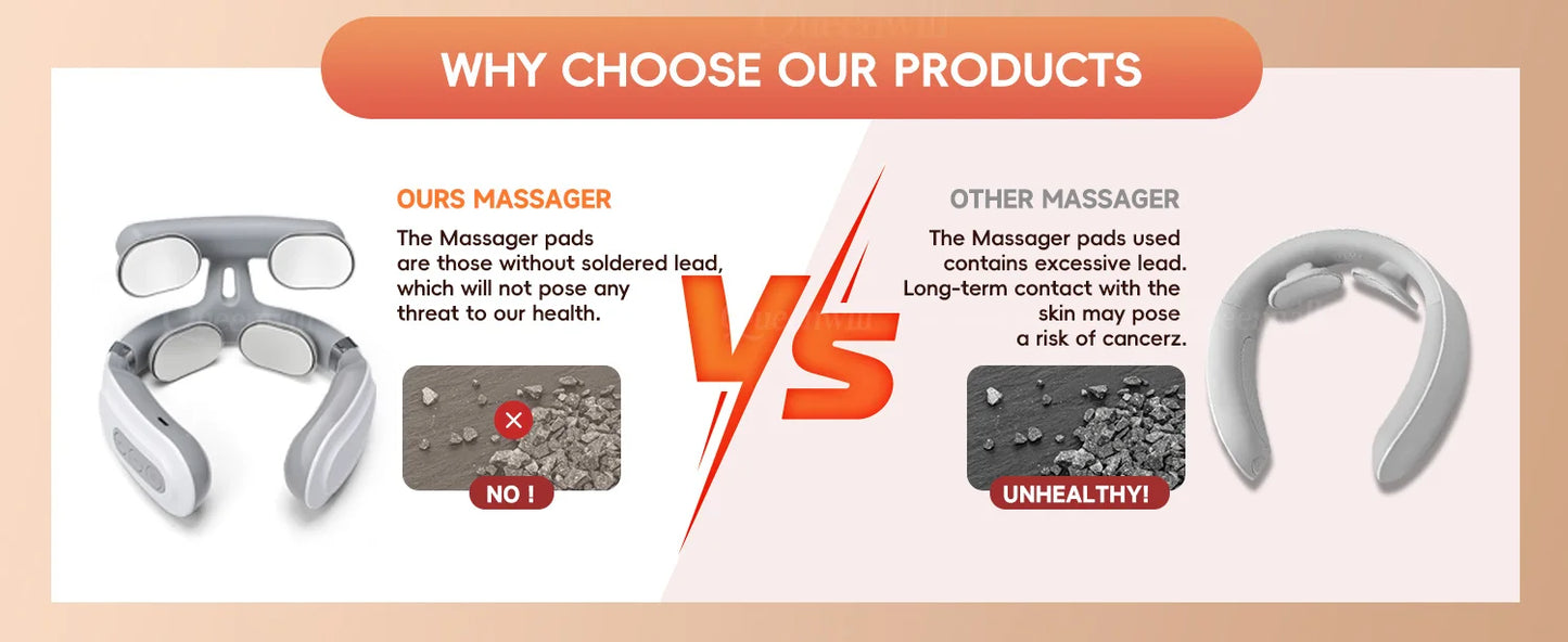 Neck Shoulder Massager – Portable Wireless Heating Device with 4 Massage Pads & 6 Modes - ZOOMNSTORE