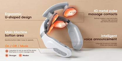 Neck Shoulder Massager – Portable Wireless Heating Device with 4 Massage Pads & 6 Modes - ZOOMNSTORE