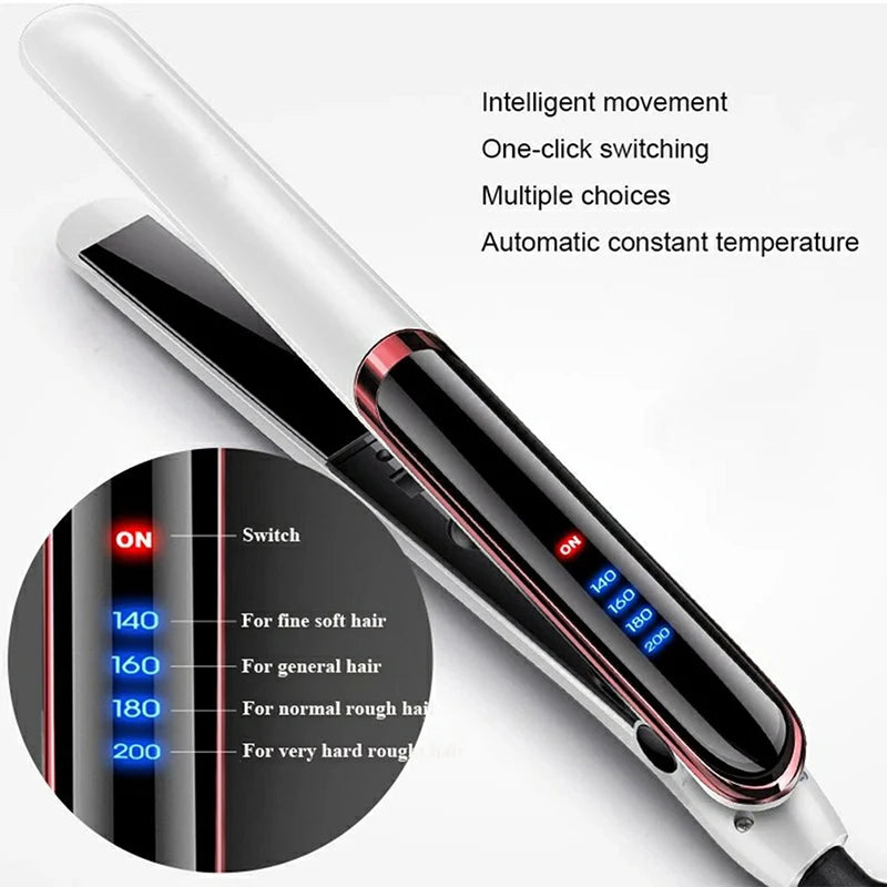 Negative Ion Hair Straightener - Ceramic Fast Heating Flat Iron with Adjustable Temperature - ZOOMNSTORE