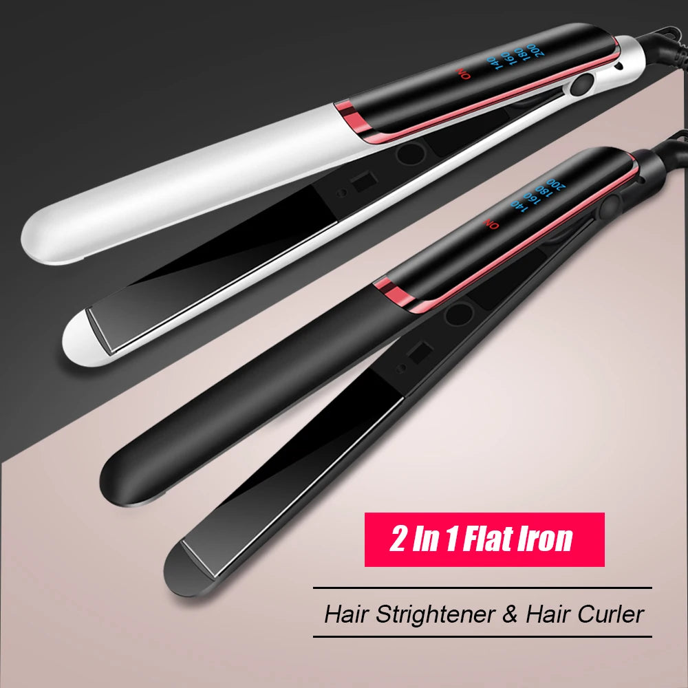 Negative Ion Hair Straightener - Ceramic Fast Heating Flat Iron with Adjustable Temperature - ZOOMNSTORE