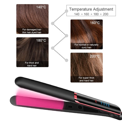 Negative Ion Hair Straightener - Ceramic Fast Heating Flat Iron with Adjustable Temperature - ZOOMNSTORE