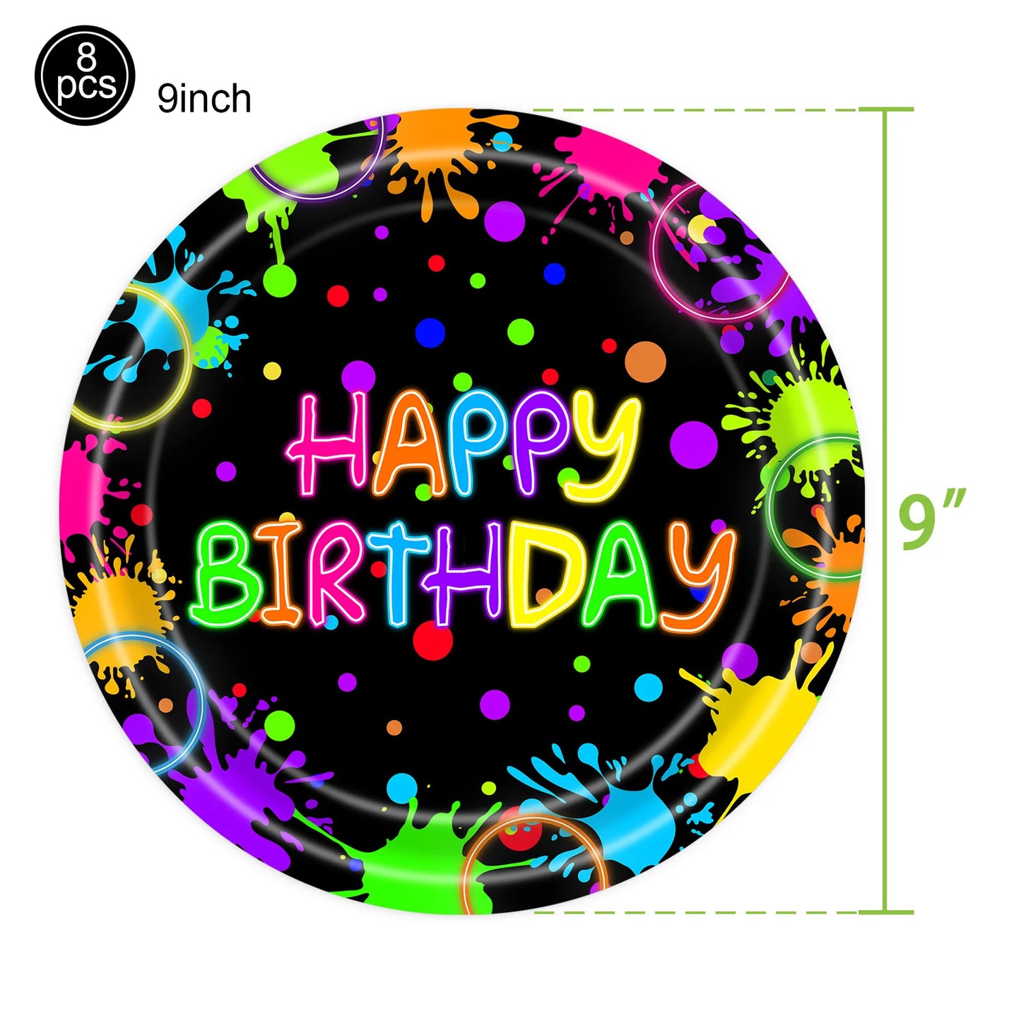 Neon Glow Birthday Party Supplies - Disposable Plates Napkins  Cups for Kids - ZOOMNSTORE