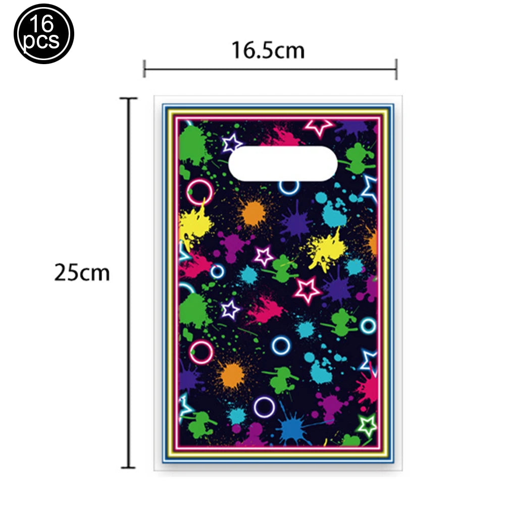 Neon Glow Birthday Party Supplies - Disposable Plates Napkins  Cups for Kids - ZOOMNSTORE