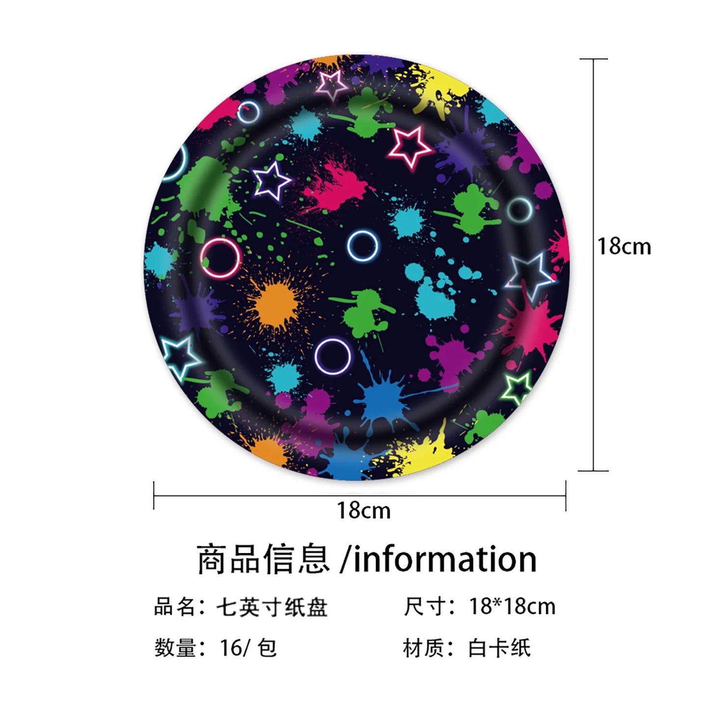 Neon Glow Birthday Party Supplies - Disposable Plates Napkins  Cups for Kids - ZOOMNSTORE