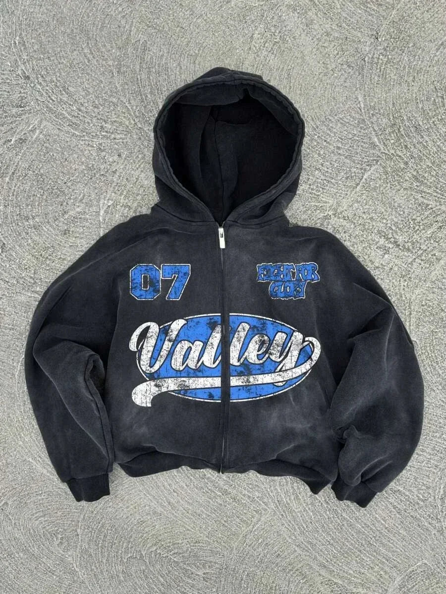 New Trend Hoodie Y2K Personalized Printed Sweatshirt Men's Harajuku Jacket Gothic Zipper Casual Sportswear Loose Fashion Hoodie - ZOOMNSTORE