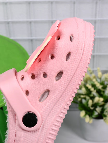 New Winter Bow DIY Girls' Slippers Comfortable Plush Anti Slip Warm Shoes Grils and Boys' Home Slippers For Kids - ZOOMNSTORE
