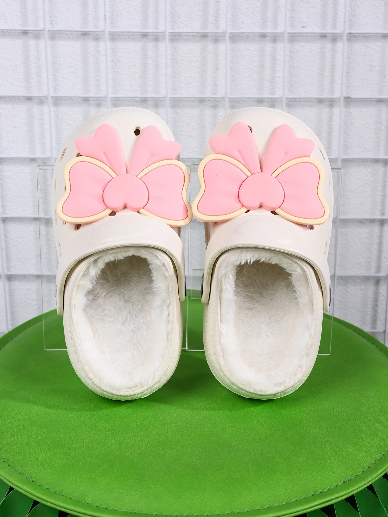 New Winter Bow DIY Girls' Slippers Comfortable Plush Anti Slip Warm Shoes Grils and Boys' Home Slippers For Kids - ZOOMNSTORE
