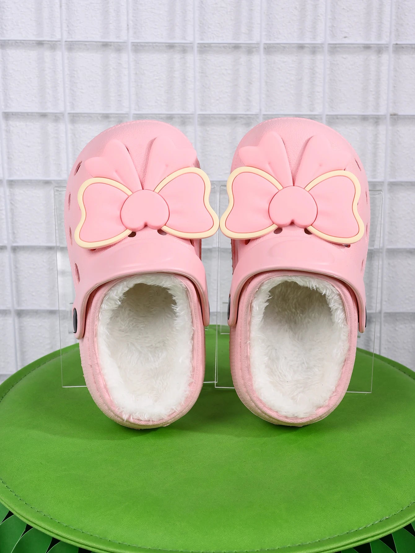 New Winter Bow DIY Girls' Slippers Comfortable Plush Anti Slip Warm Shoes Grils and Boys' Home Slippers For Kids - ZOOMNSTORE