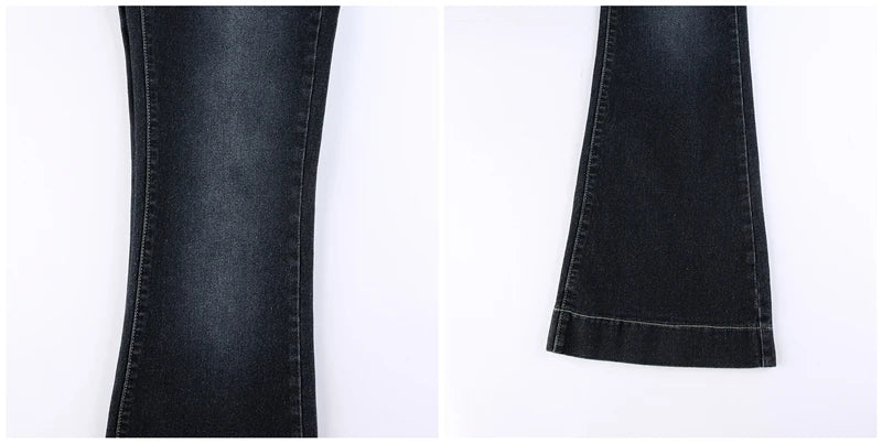 New y2k Flare Jeans Vintage Low Waisted Cute Trousers Aesthetic Streetwear Casual Cargo Pants Women Korean Distressed Jean - ZOOMNSTORE