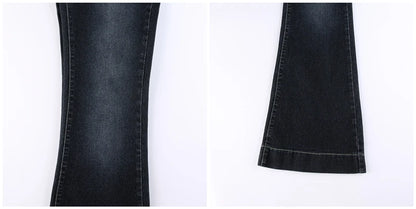 New y2k Flare Jeans Vintage Low Waisted Cute Trousers Aesthetic Streetwear Casual Cargo Pants Women Korean Distressed Jean - ZOOMNSTORE