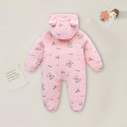 Newborn Baby Rompers - 0-12 Month Cartoon Cotton Baby Jumpsuit, Warm Flannel Bodysuit - ZOOMNSTORE