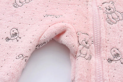 Newborn Baby Rompers - 0-12 Month Cartoon Cotton Baby Jumpsuit, Warm Flannel Bodysuit - ZOOMNSTORE