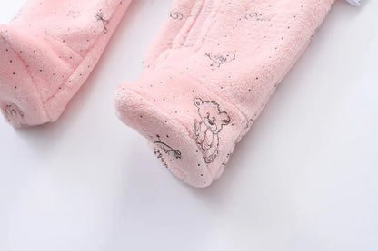Newborn Baby Rompers - 0-12 Month Cartoon Cotton Baby Jumpsuit, Warm Flannel Bodysuit - ZOOMNSTORE