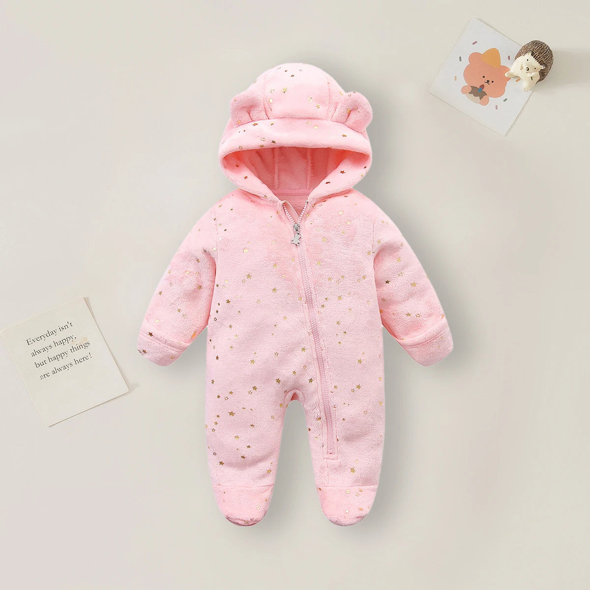 Newborn Baby Rompers - 0-12 Month Cartoon Cotton Baby Jumpsuit, Warm Flannel Bodysuit - ZOOMNSTORE