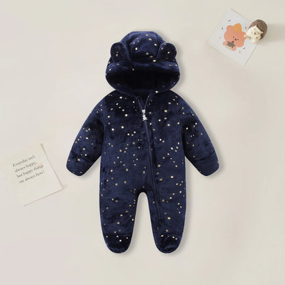 Newborn Baby Rompers - 0-12 Month Cartoon Cotton Baby Jumpsuit, Warm Flannel Bodysuit - ZOOMNSTORE