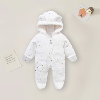 Newborn Baby Rompers - 0-12 Month Cartoon Cotton Baby Jumpsuit, Warm Flannel Bodysuit - ZOOMNSTORE