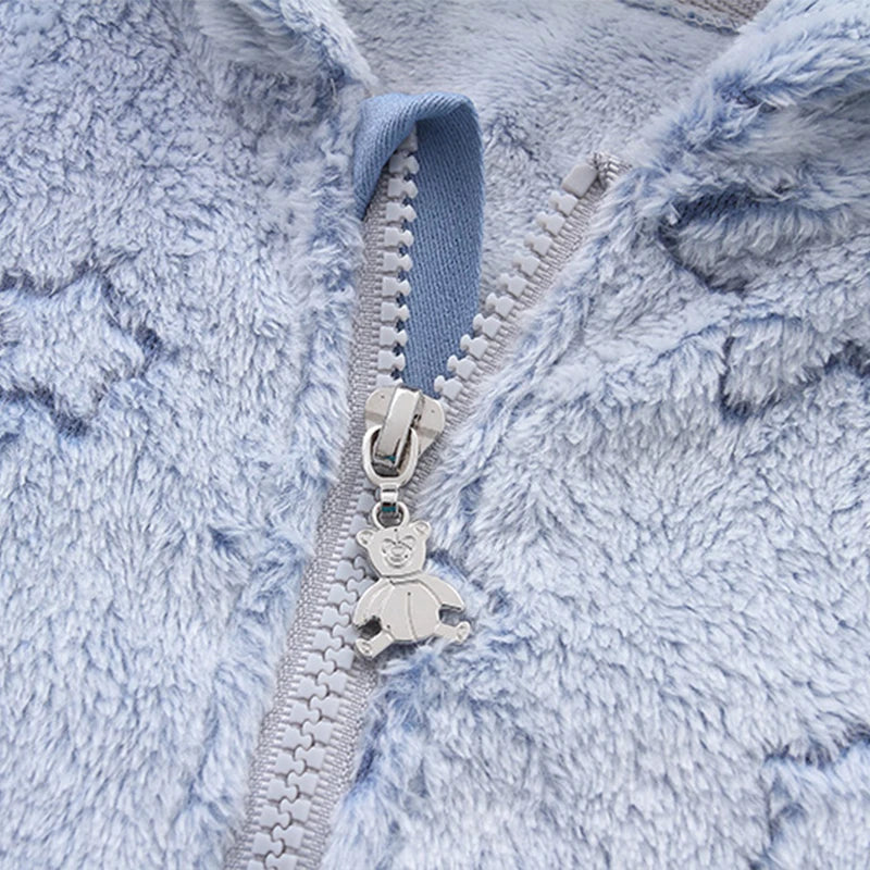 Newborn Baby Rompers - Hooded Infant Bodysuit With Zipper Closure | Flannel Unisex Wear - ZOOMNSTORE